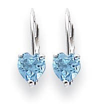 14k White Gold 5 mm Heart Blue Topaz Leverback Earrings 14k White Gold 5 mm Heart Blue Topaz Leverback Earrings